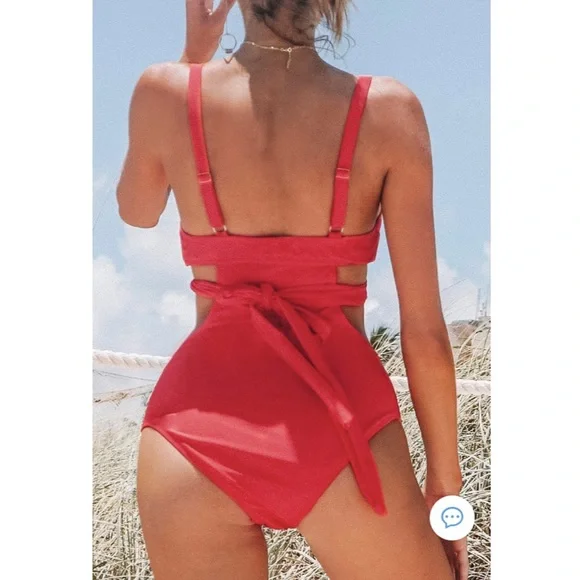 Cupshe Red Cutout One Piece Swimsuit 🌸Size L 🌸 - Picture 2 of 7